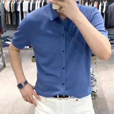 柏林潮牌男装短袖开衫轻奢夏季款POLO衫时尚休闲商务绅士修身上衣