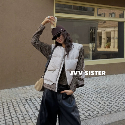 JVV十三行2026冬季新款复古撞色90白鸭绒马甲休闲百搭羽绒服91328