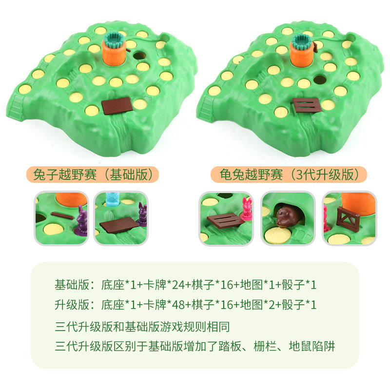 토끼 함정은 당근 34 3 세대지도 버전을 방어합니다. 거북이와 토끼 크로스 컨트리 어린이 부모-자식 게임 체스 장난감