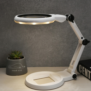 高亮度台灯放大镜24冷暖光双色灯插电高倍阅读维修4倍8倍折放大镜