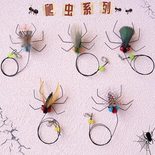 仿真昆虫逗猫棒替换头羽毛小爬虫逗猫杆配件小飞虫猫玩具宠物用品