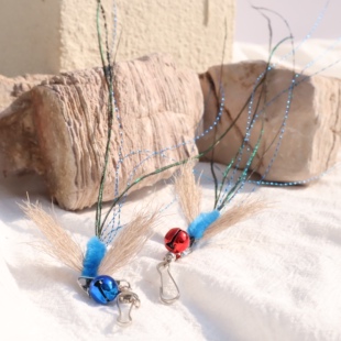 猫咪丰容鹿毛昆虫逗猫棒啃咬替换头天然羽毛猫玩具宠物互动玩具