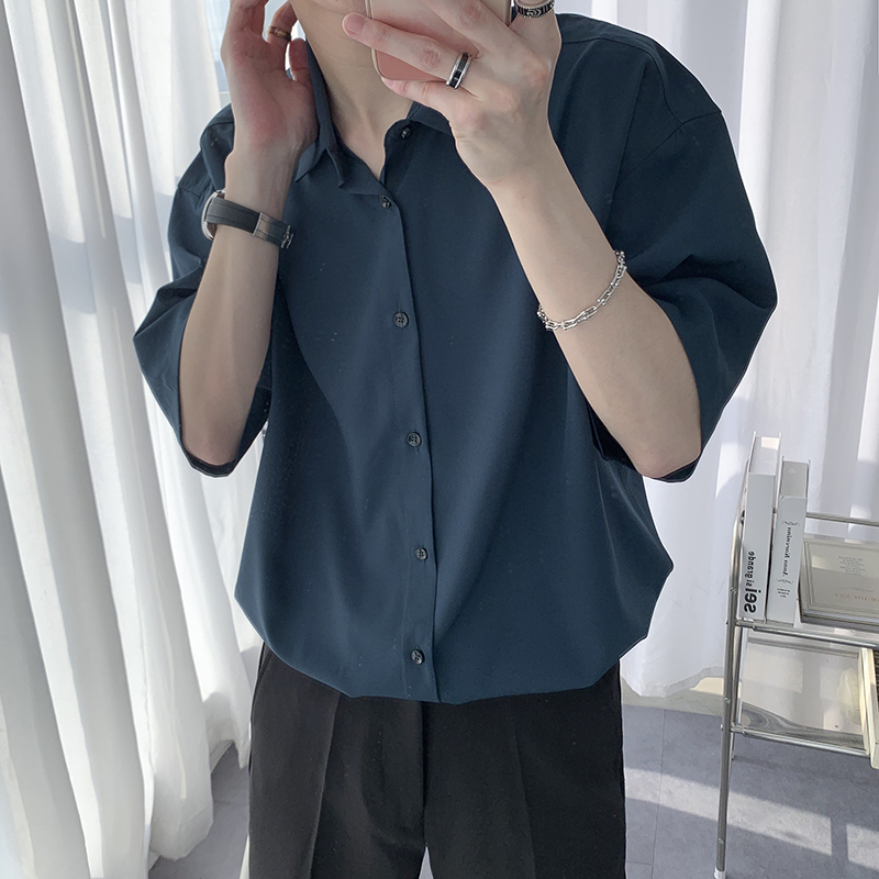 炸街潮流ins原宿垂感短袖衬衫