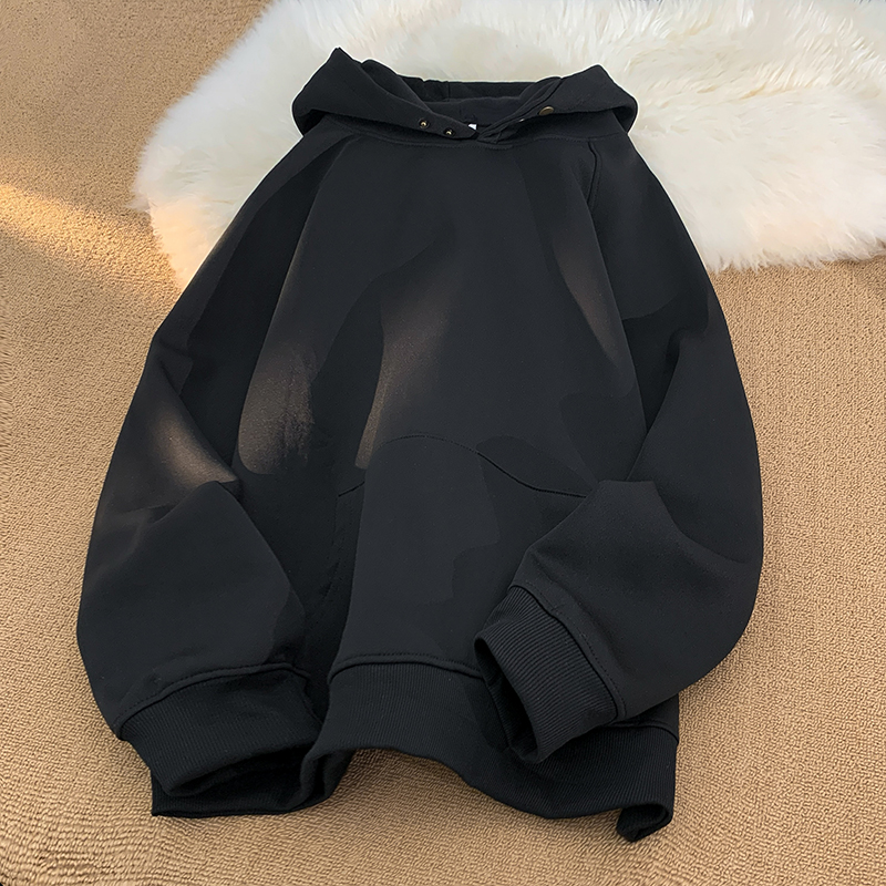 美式连帽灰色卫衣男款秋季高级感宽松hiphop休闲百搭青少年上衣潮