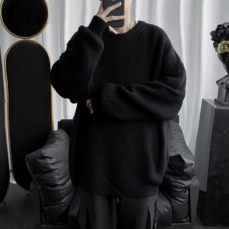 纯色美式复古毛衣男高级感痞帅