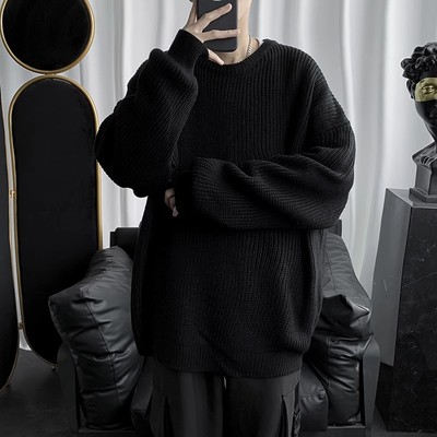 纯色美式复古毛衣男高级感痞帅