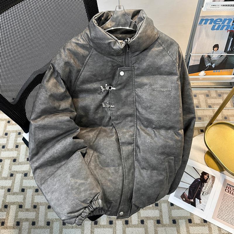 PU皮解构金属扣棉衣冬季新款