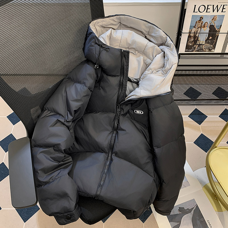 潮牌冬季简约2025防寒加厚连帽羽绒服男复古鸭绒保暖情侣百搭外套