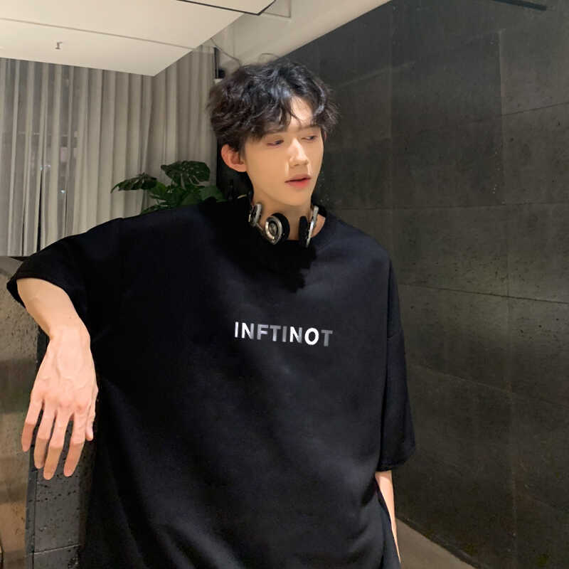 重磅立体字母垫肩短袖T恤男女百搭夏季韩版宽松半袖纯棉体恤上衣