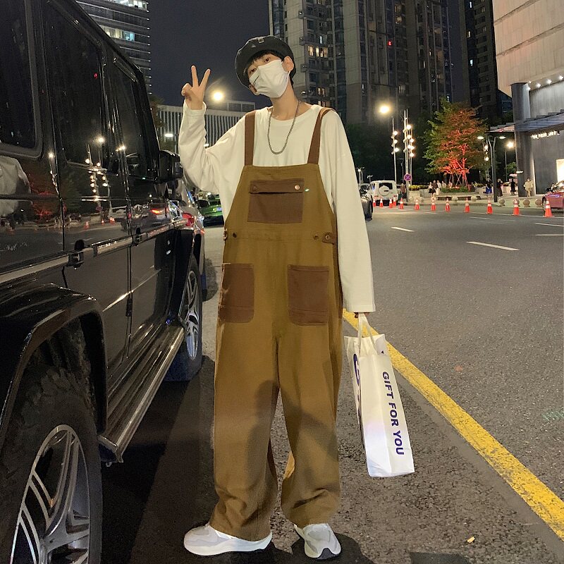 工装机能风直筒背带裤