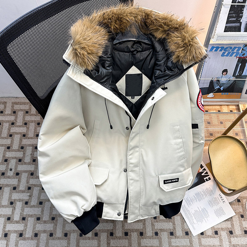 2025冬季保暖加厚飞行员美式夹克工装白鸭绒羽绒服男女极寒外套潮