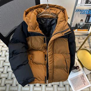 加厚拼接撞色羽绒棉服男女款 宽松休闲棉袄外套连帽情侣面包服棉衣