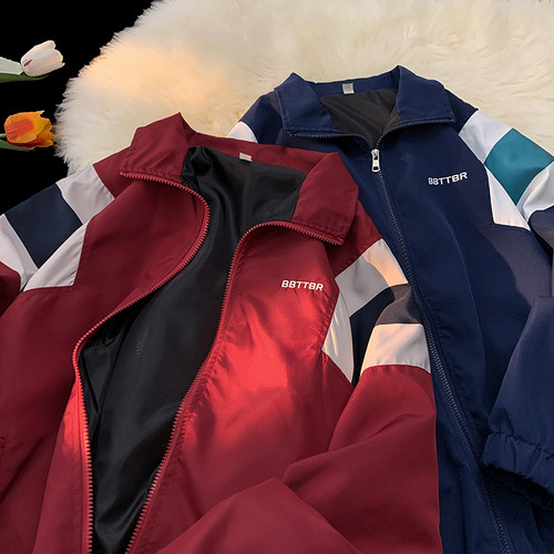 日系复古拼色冲锋衣男秋季户外