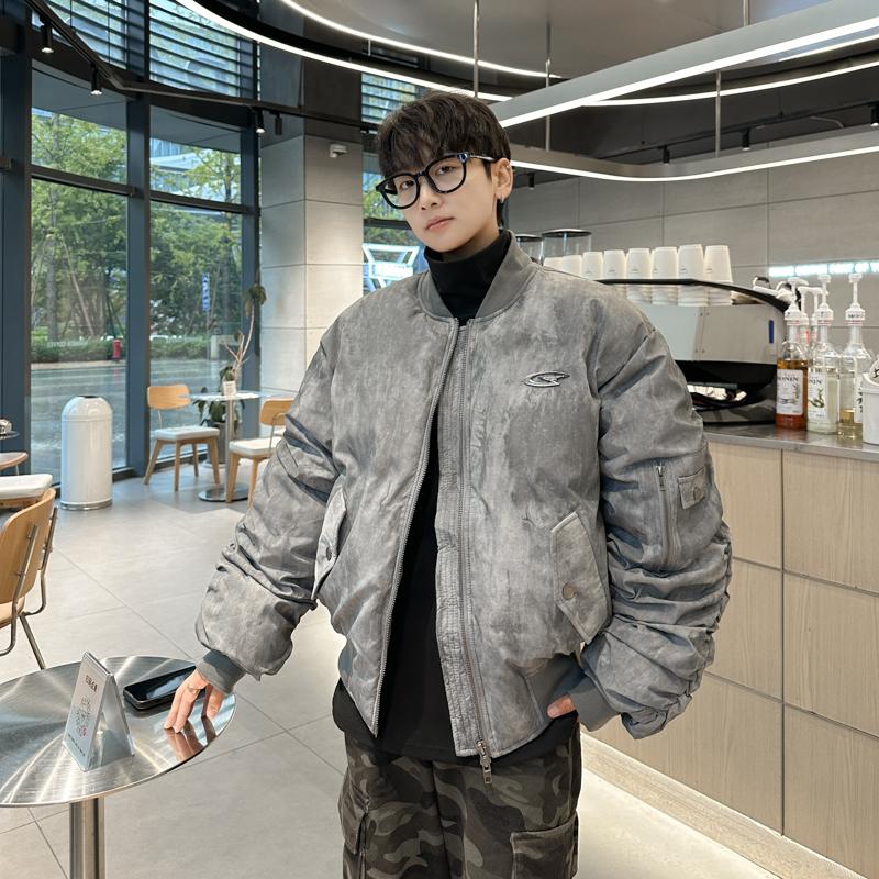 复古褶皱废土风棉服男女款
