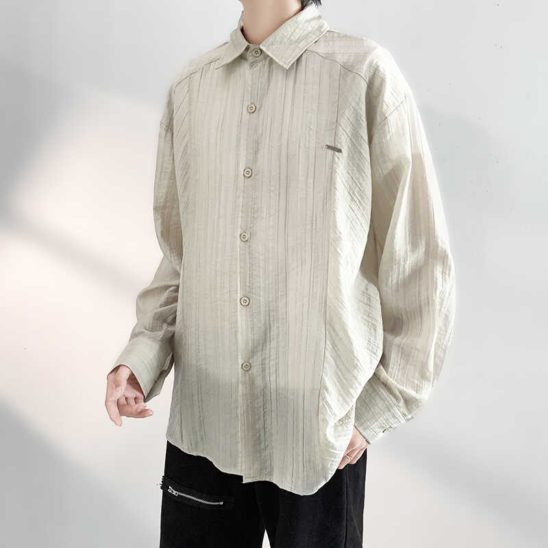 高级设计感轻薄防晒长袖衬衫男女春夏季2025薄款亚麻垂感翻领衬衣