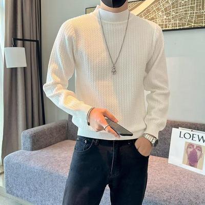 半高领毛衣男士秋冬季纯色针织衫