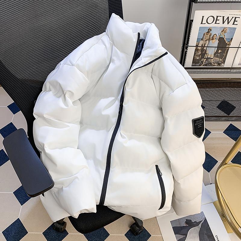 日系ins潮牌纯色立领羽绒服男女2025冬季新款加厚面包服情侣棉衣