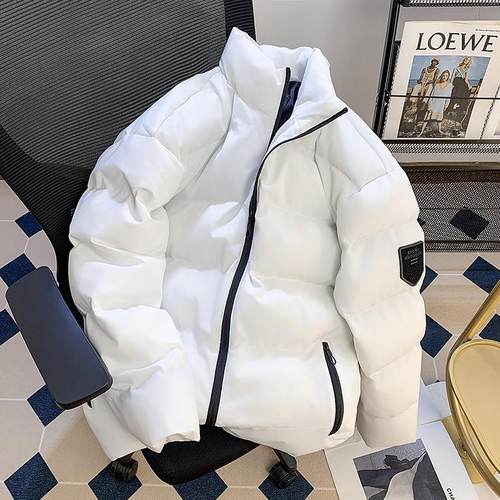 日系ins潮牌纯色立领羽绒服男女2025冬季新款加厚面包服情侣棉衣