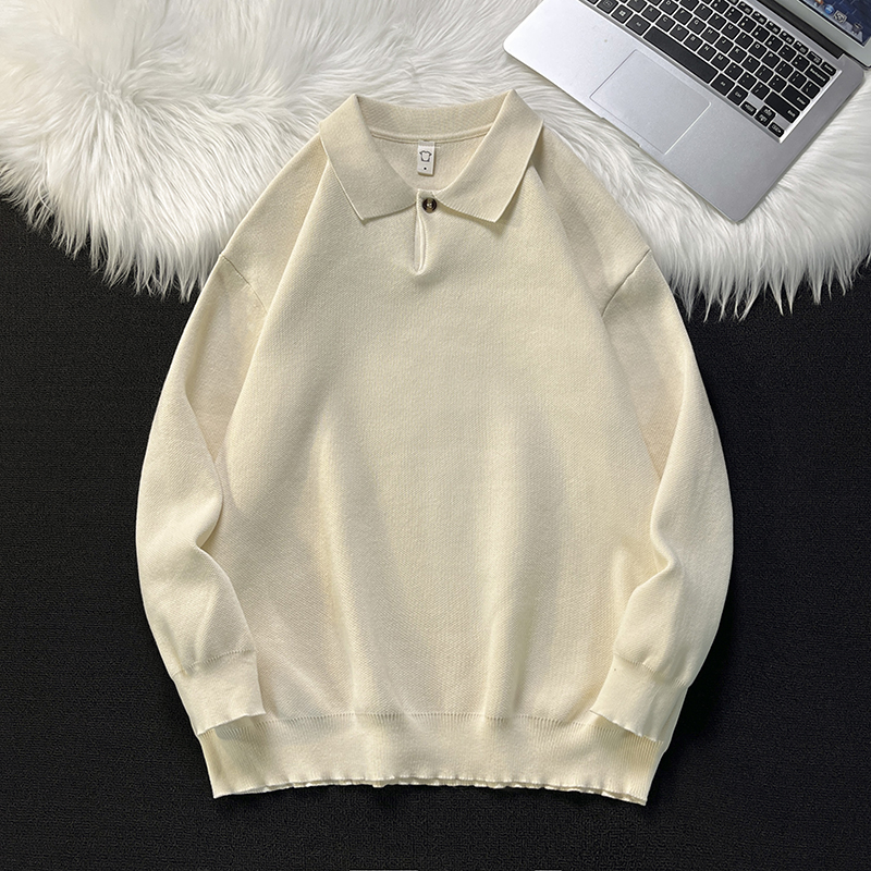 重磅纯色保暖毛衣男生秋冬韩系穿搭翻领内搭针织衫polo长袖打底衫