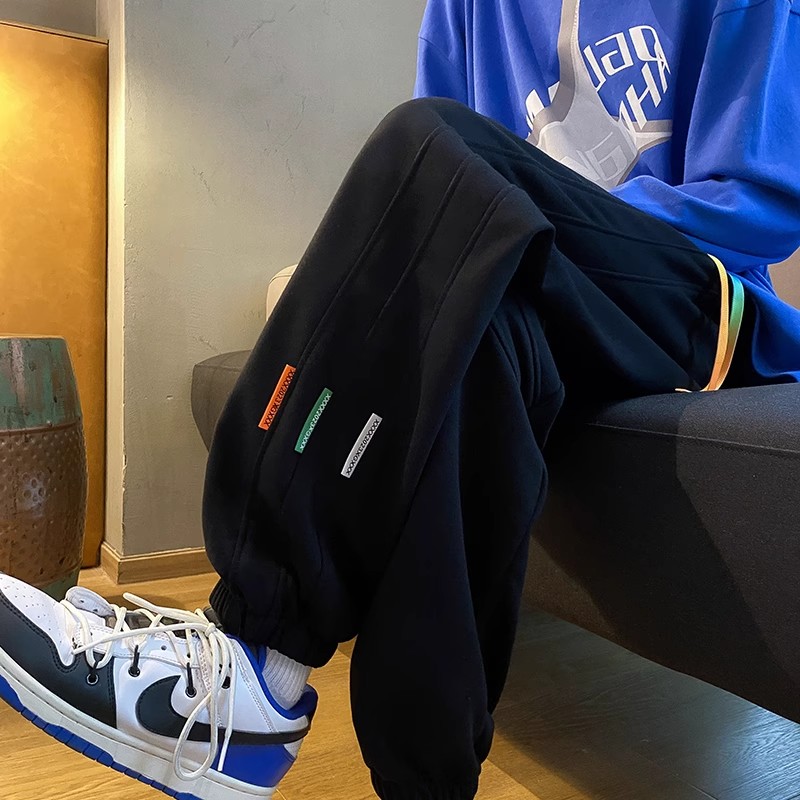 加绒加厚休闲阔腿卫裤