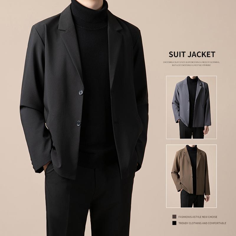 韩版抗皱免烫西装外套男装轻熟风春秋季高级感宽松休闲小西装上衣
