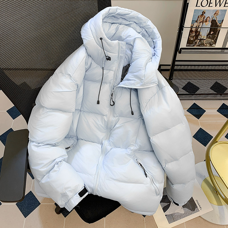 美式防寒连帽面包服羽绒棉衣男女款冬季保暖加厚纯色棉服休闲棉袄