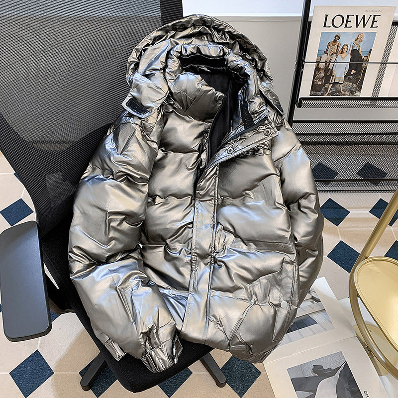 冬季亮面连帽加厚羽绒棉衣男女潮流ins加厚面包服保暖防寒棉袄子