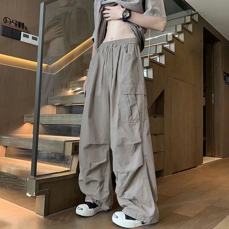 山系户外机能伞兵大口袋工装裤男女垂感薄款阔腿直筒微喇拖地长裤