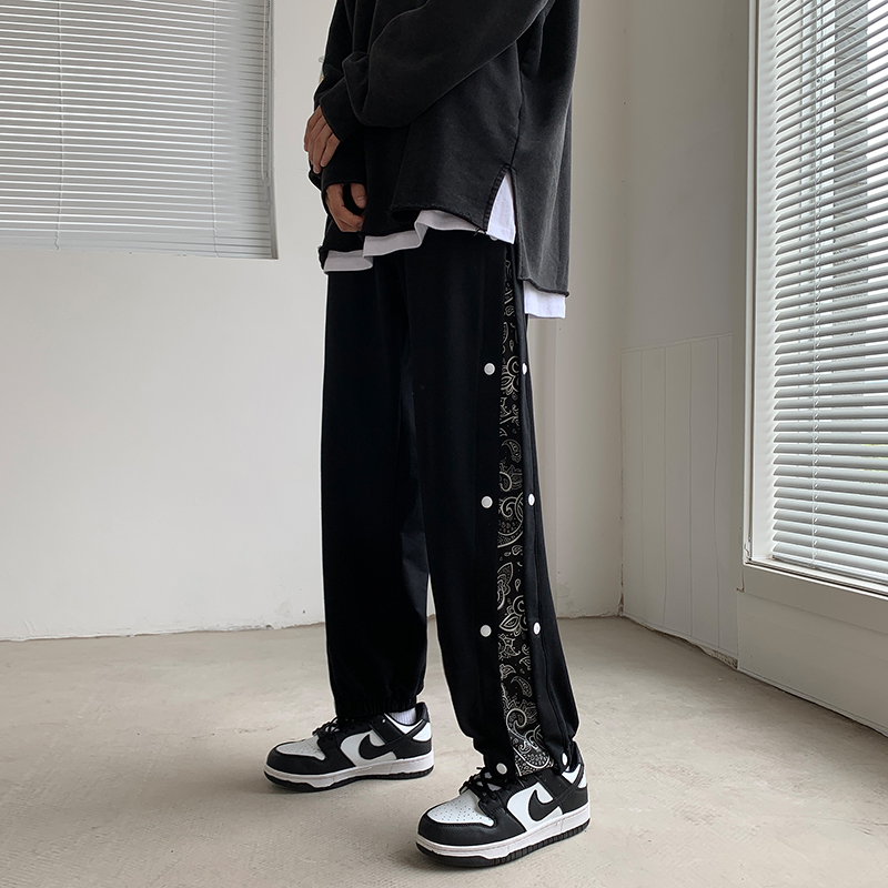 春秋新款侧边腰果花ins休闲哈伦