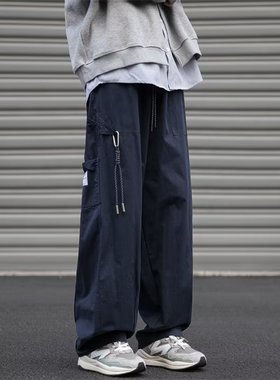 日系机能休闲工装裤男装嘻哈韩版秋季宽松cityboy直筒阔腿哈伦裤