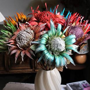 高端帝王永生花真花干花进口高级感装饰插花彩色烫头大号帝王公主