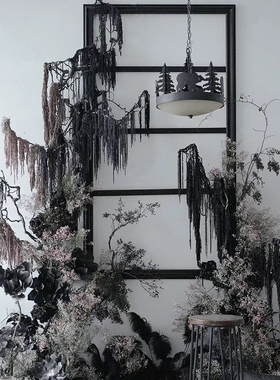 黑色系干花永生花软装陈设空间造景线条花材diy配材暗黑独特小众