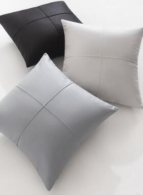 正方形靠枕腰枕科技布沙发大号抱枕黑色护腰靠垫大靠背枕套不含芯