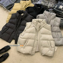 韩系90白鸭绒羽绒服马甲女2025冬款宽松休闲坎肩马夹背心外套8085