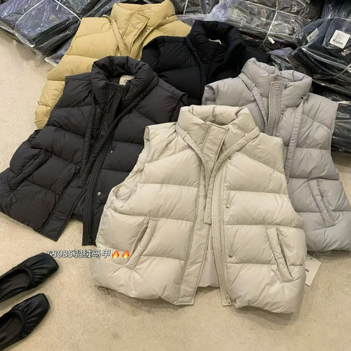 韩系90白鸭绒羽绒服马甲女2025冬款宽松休闲坎肩马夹背心外套8085