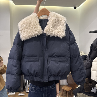 大毛领90白鸭绒羽绒服女2025冬宽松休闲保暖外套上衣百搭55SY3023