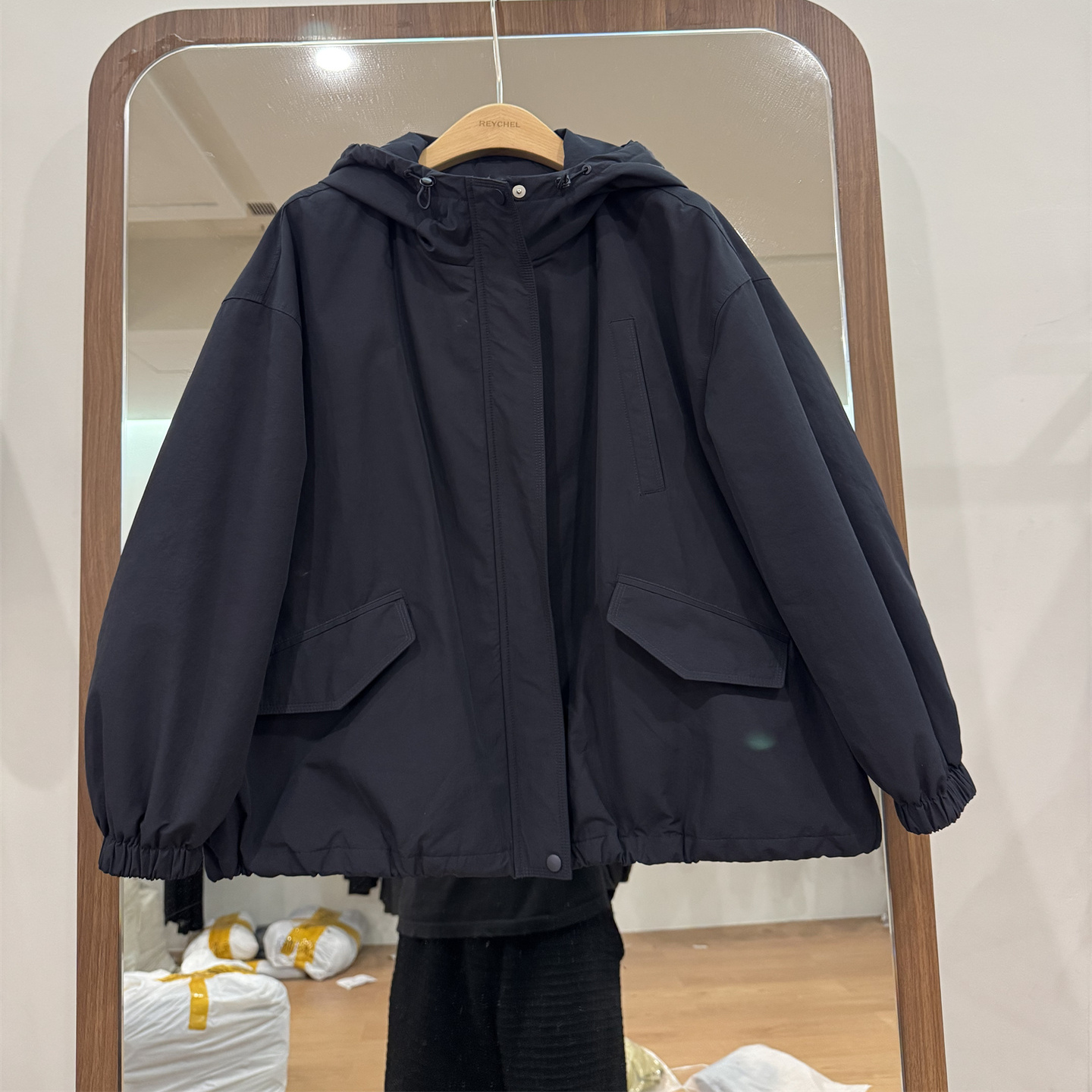 韩系棉衣棉服冲锋衣外套女2025冬季宽松休闲百搭简约连帽上衣7888