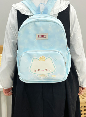 淘宝吉吉向上原创海盐芝士小猫双肩清新简约休闲初高中学生书包