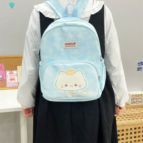 淘宝吉吉向上原创海盐芝士小猫双肩清新简约休闲初高中学生书包