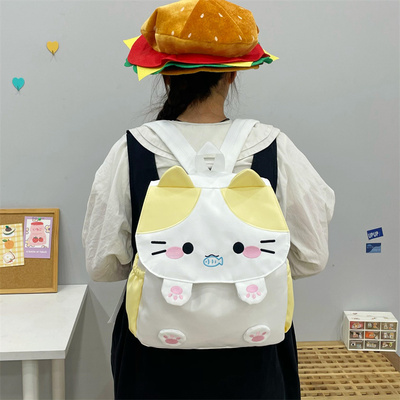 吉吉向上原创可爱棉花小猫双肩包大容量刺绣精致百搭甜妹书包