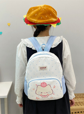 吉吉向上原创可爱波点苹果小猫休闲背包学生可爱实用双肩背包