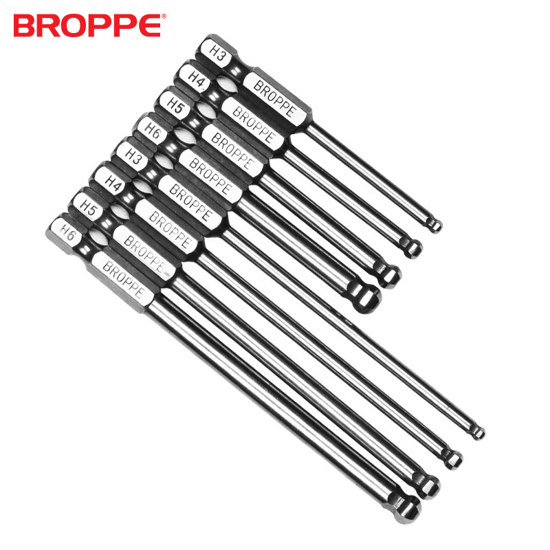 BROPPE浦派球头内六角批头S2钢带磁电钻电动螺丝刀起子头改锥风批