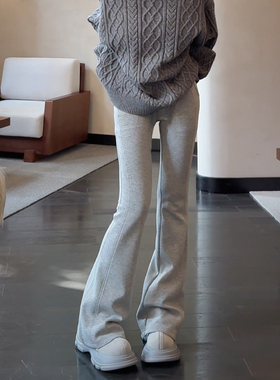 灰色孕妇裤春秋款托腹腰微喇运动卫裤冬季加绒修身长裤休闲马蹄裤