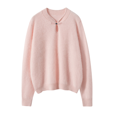 2025春秋新款羊绒衫女100纯山羊绒立领休闲上衣洋气拉绒针织套衫