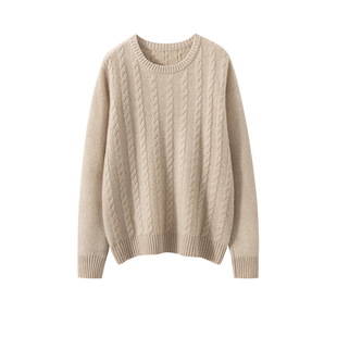 2025春秋新款羊绒衫女100纯山羊绒圆领休闲上衣加厚红色针织套衫