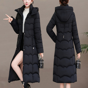 中老年棉服女大码妈妈装羽绒棉服女长款过膝棉衣女冬季加厚外套新