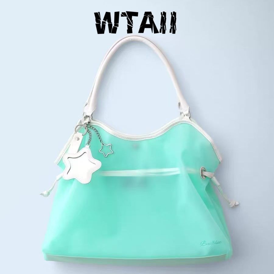thumbnail for Korean jelly women's bag, single-shoulder star mirror pendant, summer fresh pina, beach bag