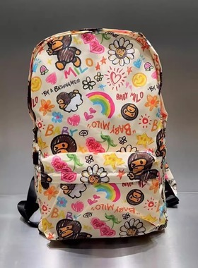 BEAD BABY 可爱卡通小猴子双肩包印花大容量背包涂鸦学生书包大号