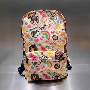 BEAD BABY 可爱卡通小猴子双肩包印花大容量背包涂鸦学生书包大号
