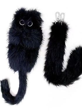 玩物制造  独立设计包包 趣味冷黑色INS毛毛不笑喵 托特包斜挎包